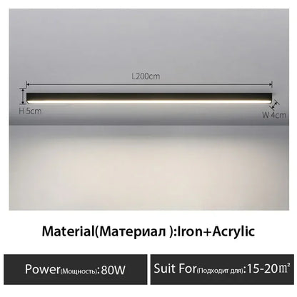 مصباح سقف LED خطي أسود من DecorBites™ لغرفة المعيشة والممر وغرفة الطعام