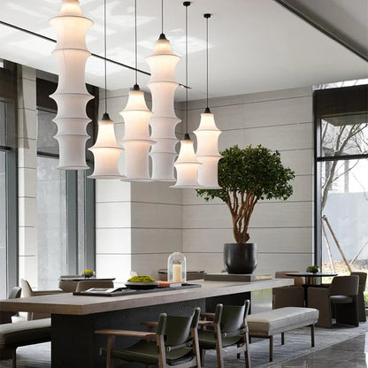 Nordic Wabi-Sabi White Silk Pendant Light