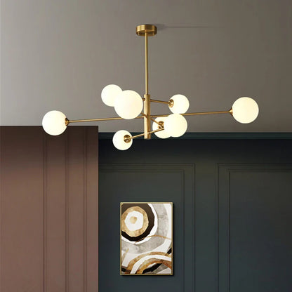 DecorBites™ Glass Brass Chandelier: Nordic Modern Pendant Lights for Home, Living Room, Bedroom, Restaurant