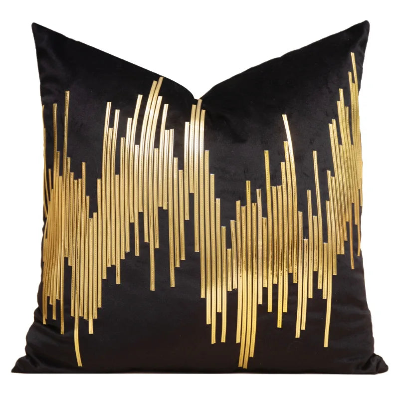 DecorBites™ Gold Leopard Embroidered Pillow Cover for Luxe Living Room Decor