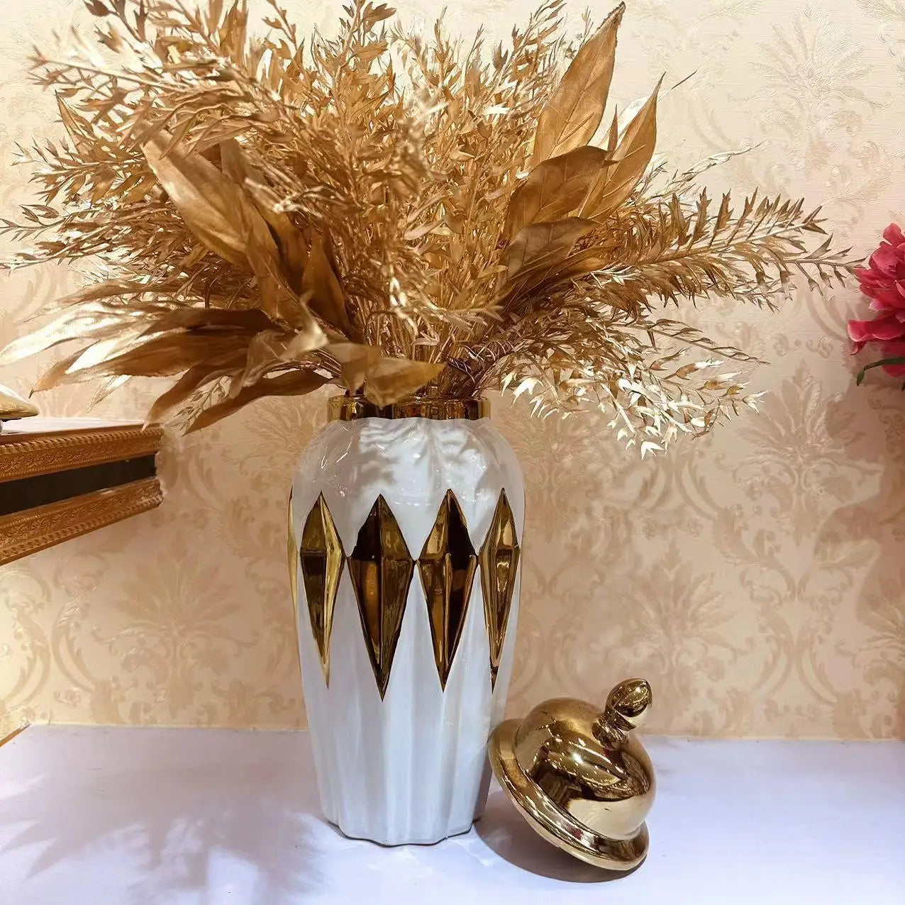 Gold Diamond Ceramic Vase