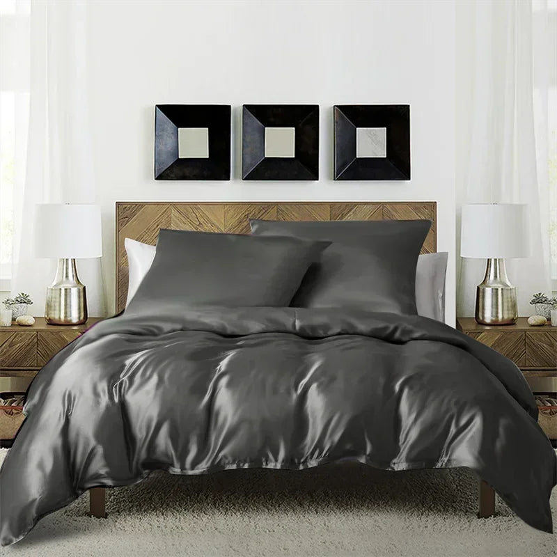 Satin King Size Duvet Cover Set by Decobites - Soft, Cozy, Skin-friendly Bedding for Queen Bed