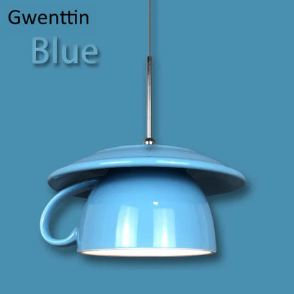 DecorBites™ Ceramic Cup Pendant Light: Stylish LED Hanging Lamp for Home Decor and Kitchen