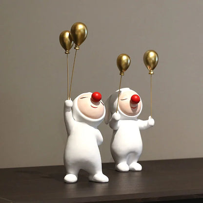 DecorBites™ Clown Bust Sculpture: Golden Candy/Key Tray Kids Balloons Figurine Decor