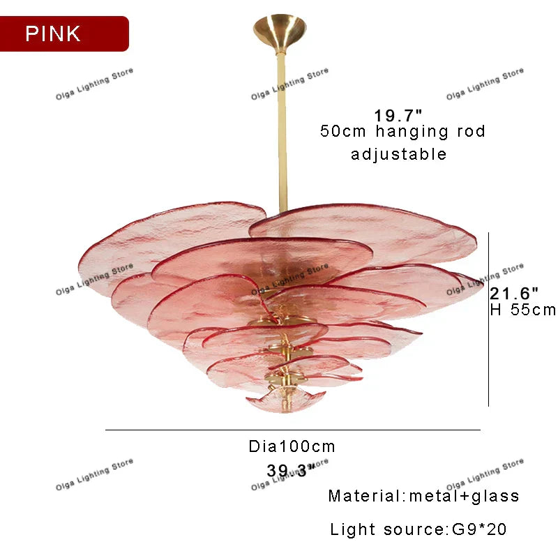 Decorbites™ Grüne Blatt Glas Deckenleuchter - Elegante Vintage-Lüster für Wohnzimmer- und Esszimmer-Dekoration