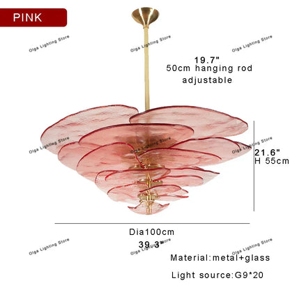 Decorbites™ Grüne Blatt Glas Deckenleuchter - Elegante Vintage-Lüster für Wohnzimmer- und Esszimmer-Dekoration