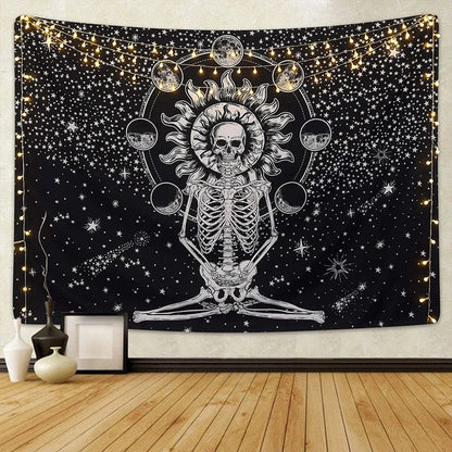 Skeleton Moon Phase Tapestry Decobites Star Home Decor