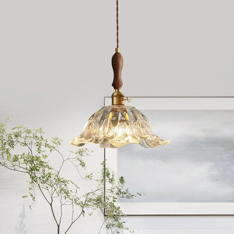 DecorBites™ Glass LED Pendant Lamp Petal Lampshade for Bedroom Living Dining Room