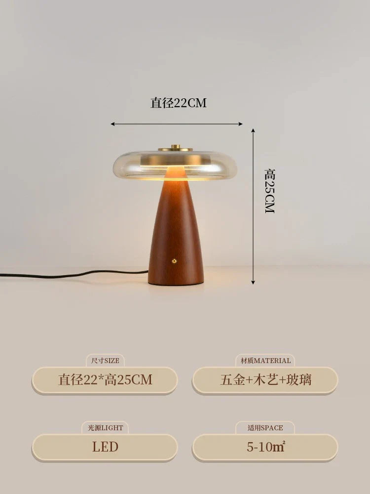 DecorBites™ Gold Lustre Wood Table Lamp LED - Luxe Retro Medieval Design