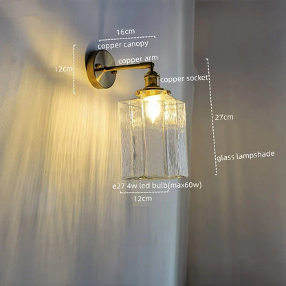 Lámpara de pared LED DecorBites™ de cobre y cristal, moderna luz de noche para pasillo.