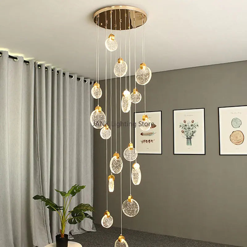 DecorBites™ Bubble Crystal Ceiling Pendant Light, LED Villa Staircase Hanging Lamps