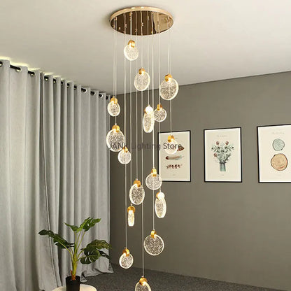 DecorBites™ Bubble Crystal Ceiling Pendant Light, LED Villa Staircase Hanging Lamps