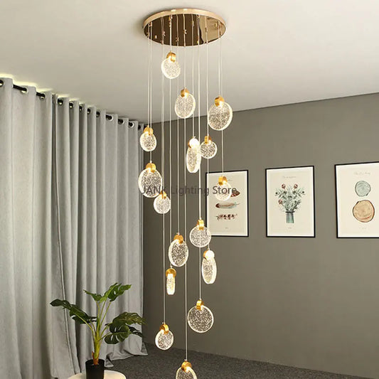 DecorBites™ Bubble Crystal Ceiling Pendant Light, LED Villa Staircase Hanging Lamps