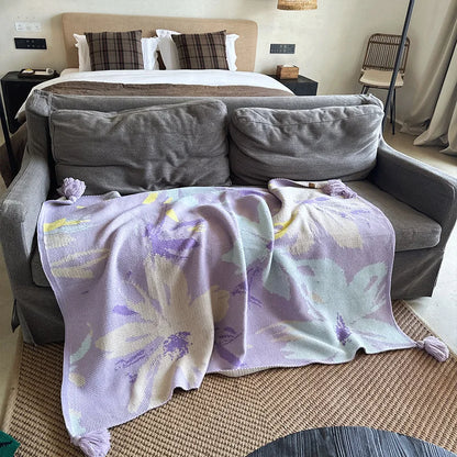 Manta de punto acogedora DecorBites™: Funda de sofá multifuncional morada para la sala de estar, la oficina y la hora de la siesta.