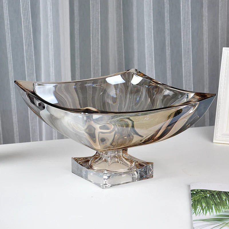 DecorBites™ Large Crystal Glass Fruit Plate | Elegant Home Luxury Decor Ornaments