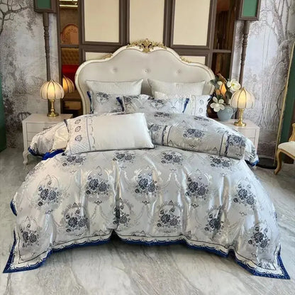 Decobites Luxury European Palace Jacquard Cotton Embroidery Bedding Set