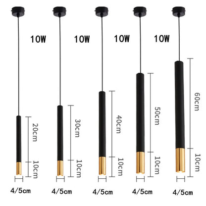 Black Aluminum Cylinder Dimmable LED Pendant Light