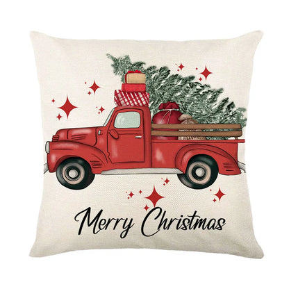 DecorBites™ Christmas Santa Claus Linen Pillowcase - Sofa Cushion Cover, Decorative Living Room Pillow Cover
