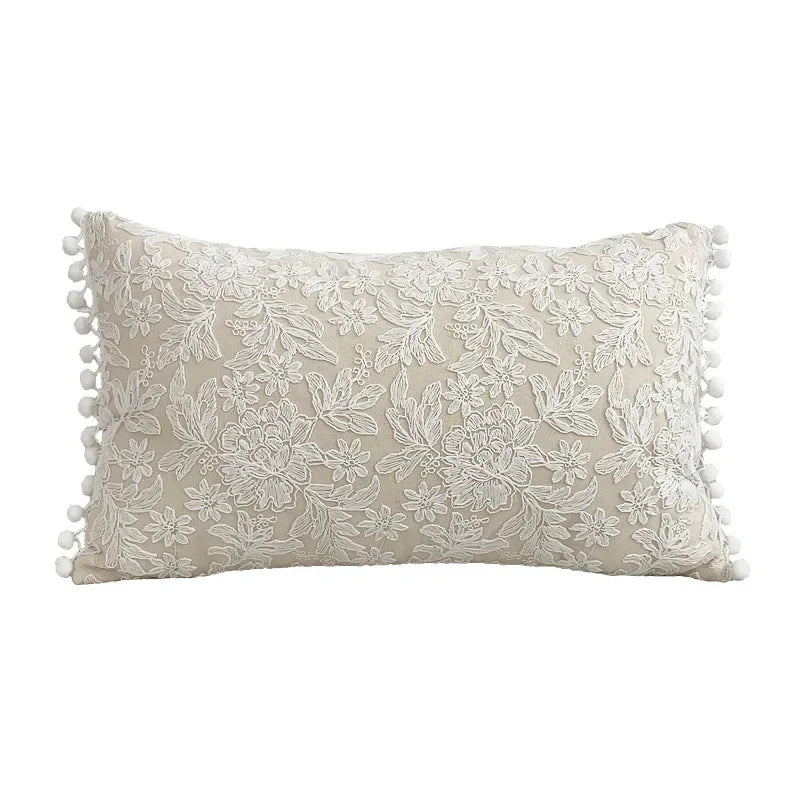 DecorBites™ Boho Linen Cotton Pillow Cover with Tassels - Beige Square/Rectangular 45x45cm/30x50cm