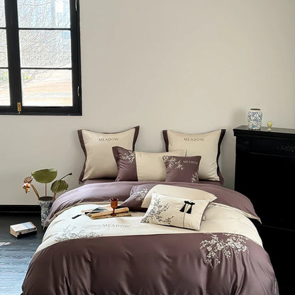 Decobites Deluxe Lyocell Cotton Embroidery Bedding Set - Soft, Silky, Breathable Luxury Bed Set