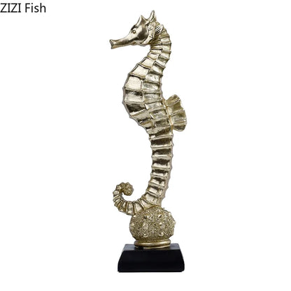 DecorBites™ Gold-plated Mermaid Statue Resin Sculpture Room Decor Marine Organism Ornament