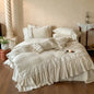 Decobites French Lace Ruffle Embroidery Bedding Set with Natural Health Skin Fabric