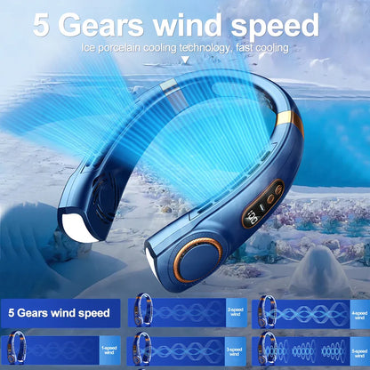 DecorBites™ LED Hanging Neck Fan with Colorful Atmosphere Lights, 5th Gear USB Operation