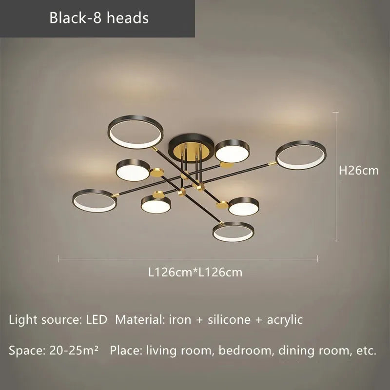 DecorBites™ Gold Frame LED Ceiling Lamp - Remote Control Dimmable Chandelier