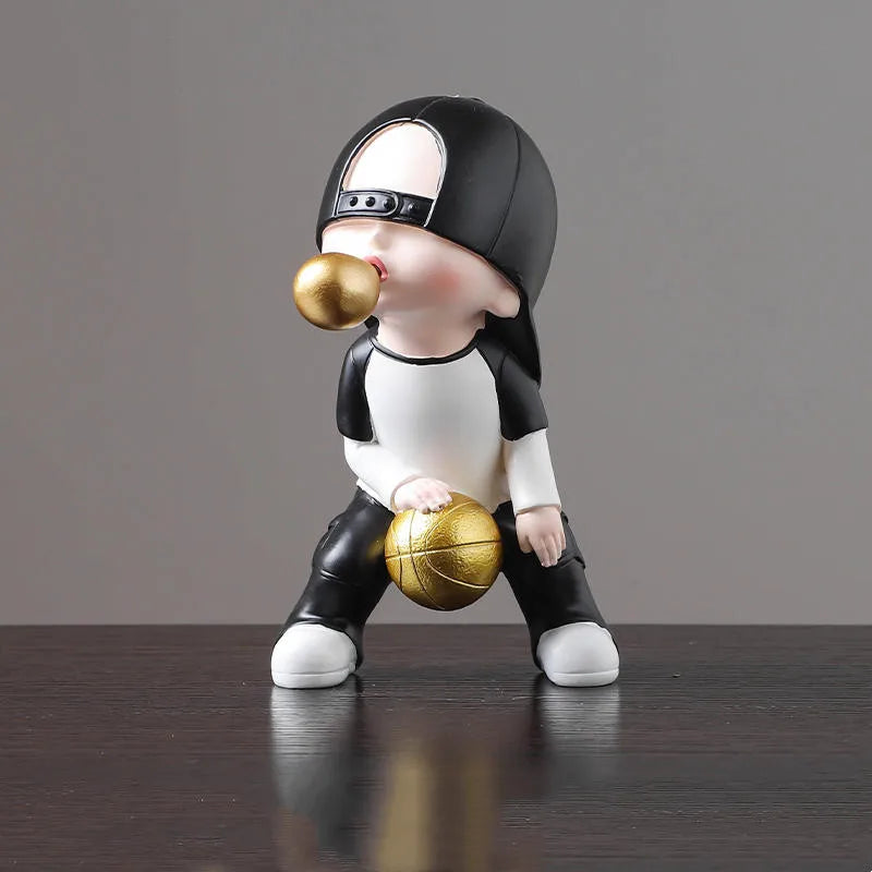 DecorBites™ Boys Sports Statues: Basketball, Football, Skateboarding. Children's Decor, Gifts, Sculpture.