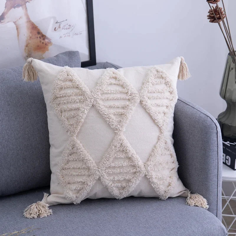 DecorBites™ Lace Tassel Cushion Tufted Sofa Pillowcase for Office Chair Pad