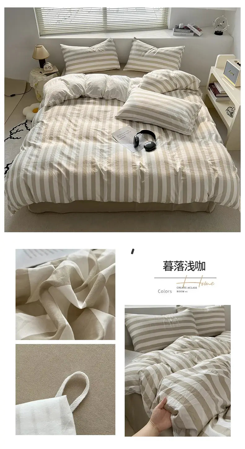 DecorBites™ Striped Quilt Set with Pillowcases and Sheet