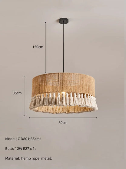 DecorBites™ Hemp Rope E27 LED Pendant Lights Chandelier Lighting - Nordic Minimalism