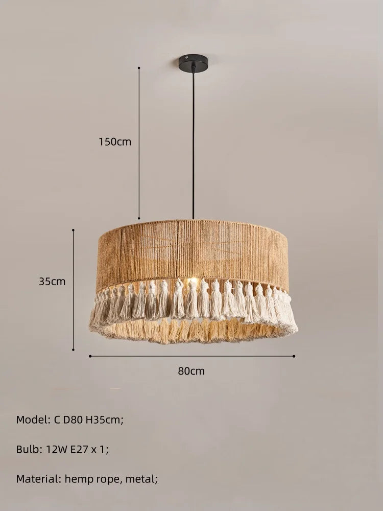 Hemp Rope Pendant Light Nordic D60cm Design