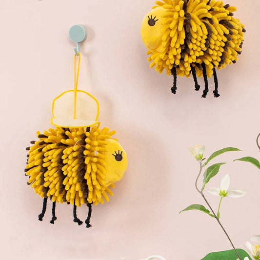 DecorBites™ Bee Shape Chenille Hand Towel with Wings - Soft Plush Kids Towel