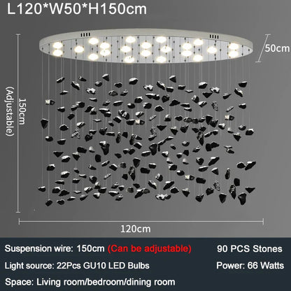 Decorbites™ Bunte Kristallstein-Lüster - Ovaler Leuchter LED-Beleuchtung für Heimdekoration
