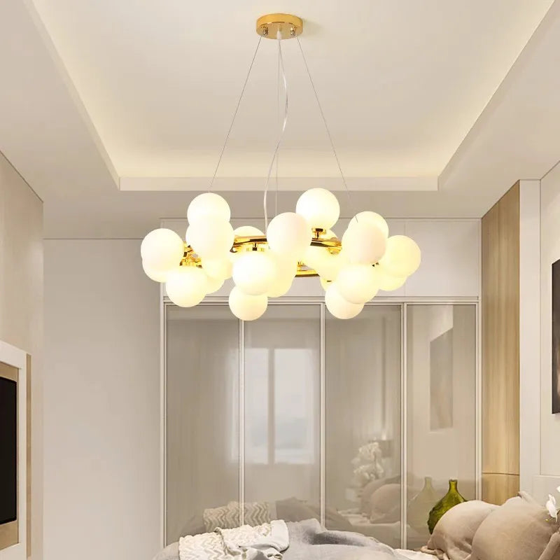 DecorBites™ Gold LED Chandelier, Modern Pendant Light for Living Room, Kitchen, Bedroom, Dining Room