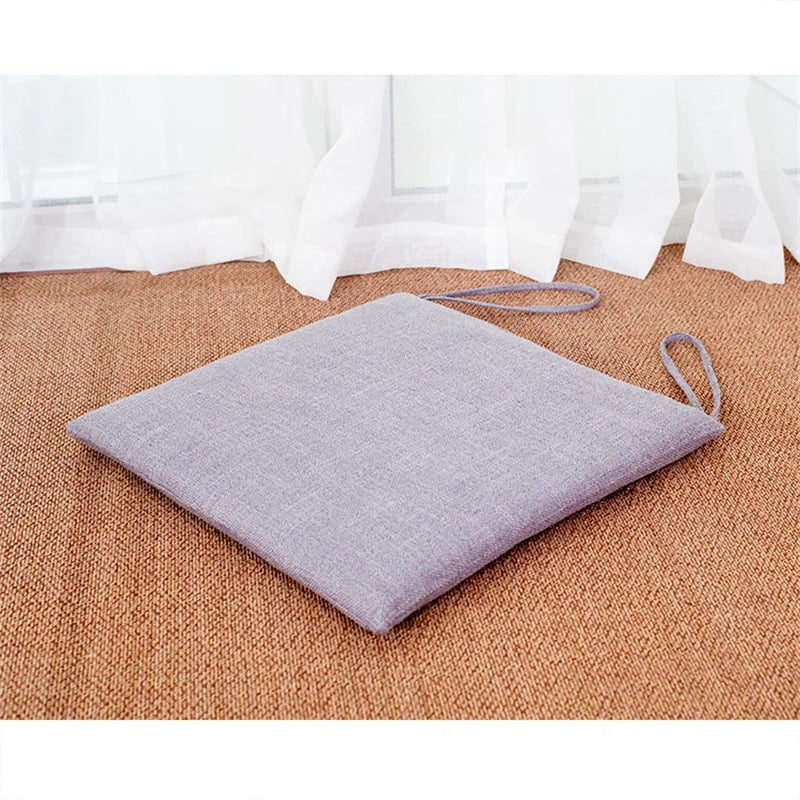 DecorBites™ Linen Seat Cushion: Comfortable Non-slip Chair Pad with Strap