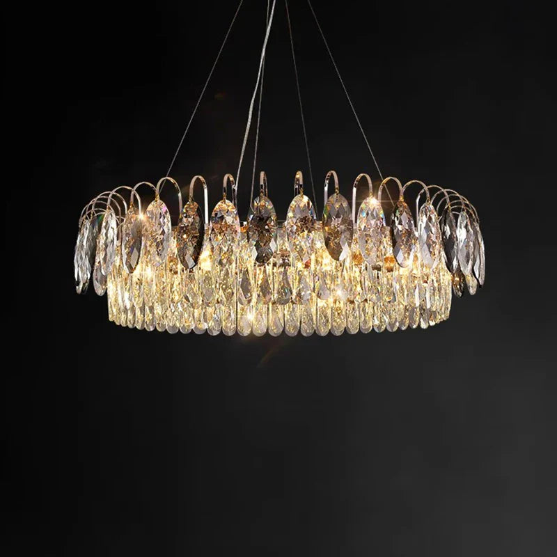 DecorBites™ Crystal Chandelier: Elegant Living Room & Bedroom Pendant Light