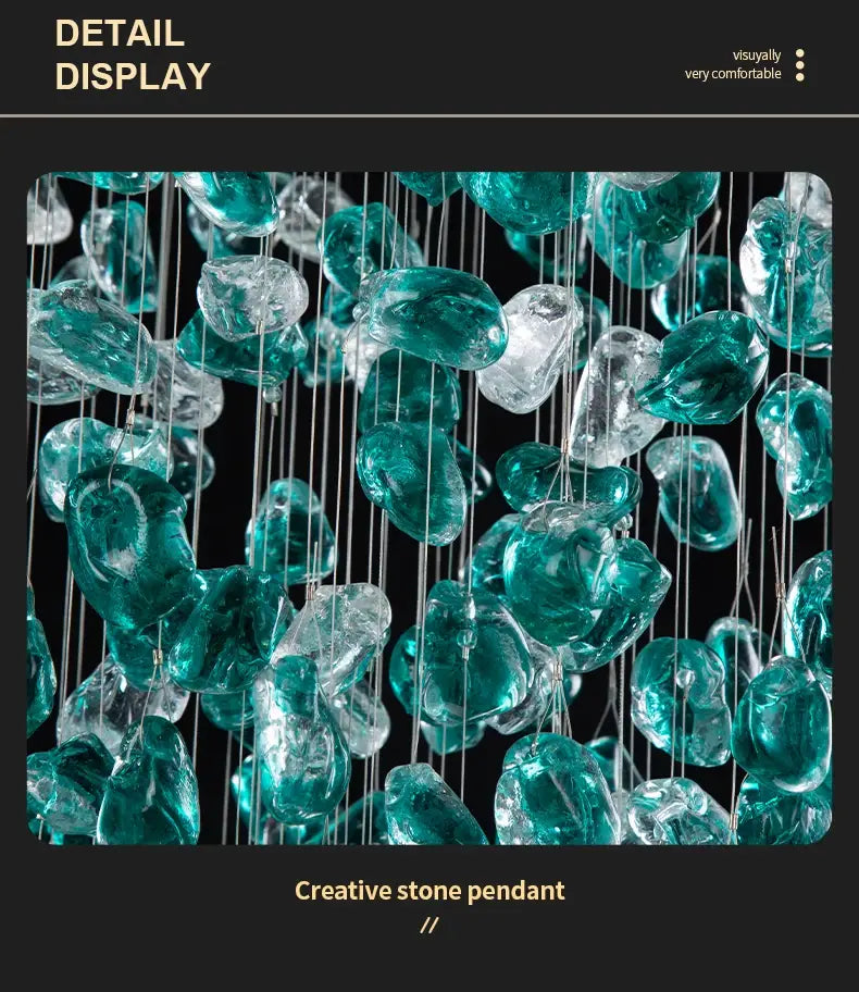 DecorBites™ Green Crystal Stone Chandelier for Modern Spaces