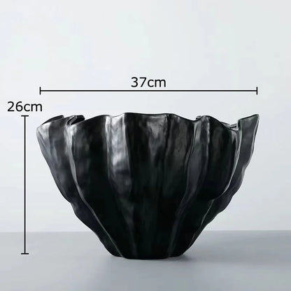 مزهرية ديكور بايتس™ المصنوعة من الراتنج الأسود، مزهرية مكتبية بترتيب زهور، ديكور غرفة عصري