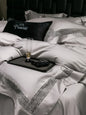 Decobites Luxury Lace Edge Bedding Set: Queen King Duvet Cover, Bed Sheet, Pillowcase