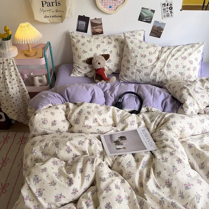 DecorBites™ Cartoon Style Printed Comforter Set 4Pcs Lightweight Duvet Kits Bedding Set