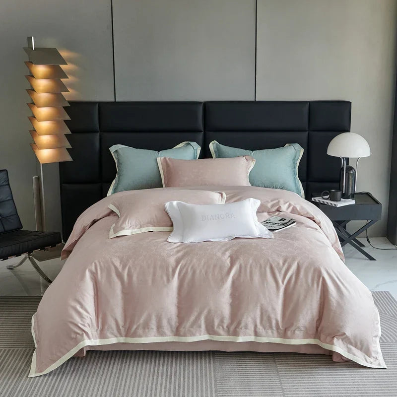 طقم غطاء لحاف من قماش الجاكار من القطن المصري DecorBites™ 1000TC: مجموعة أغطية سرير فاخرة من الساتان والحرير