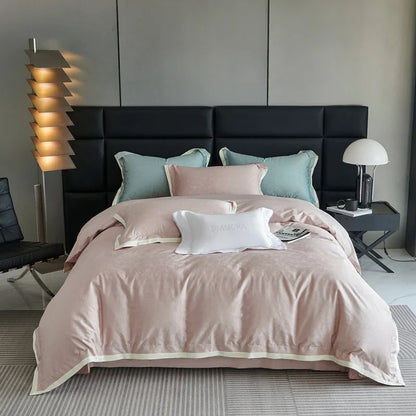 طقم غطاء لحاف من قماش الجاكار من القطن المصري DecorBites™ 1000TC: مجموعة أغطية سرير فاخرة من الساتان والحرير