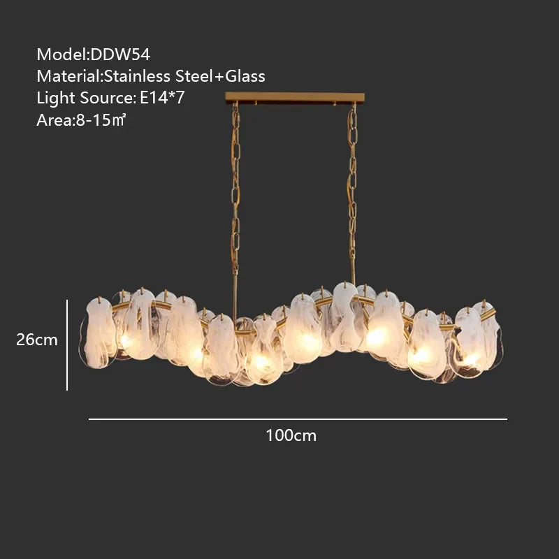 DecorBites™ Cloudy Glass Chandeliers: Modern LED Lustre Indoor Lighting for Living Room Décor