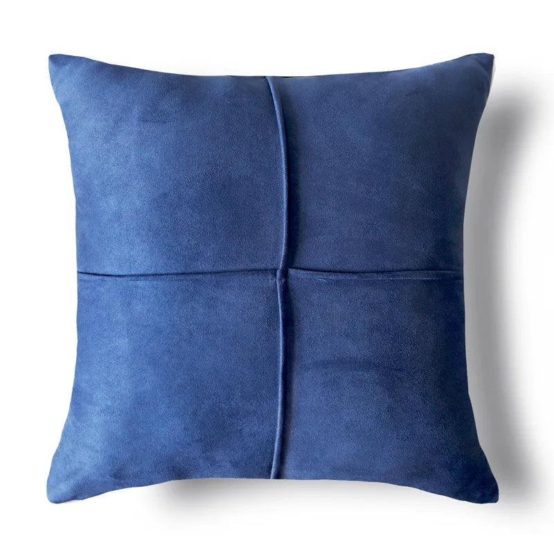 Blue Tufted Embroidered Pillow
