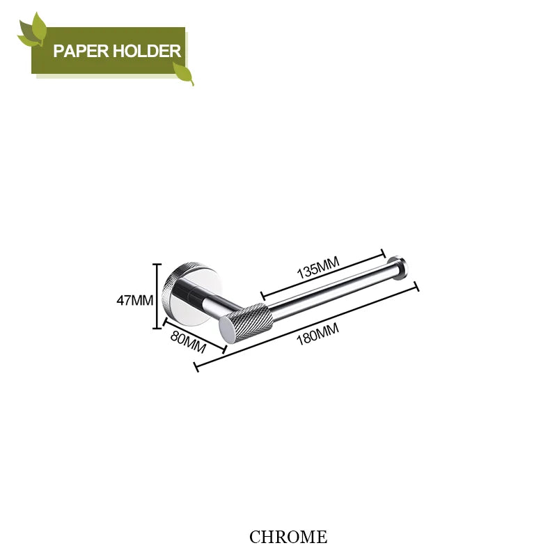 DecorBites™ Bathroom Accessories Set: Rose Gold Chrome Hook, Brushed Gold Towel Rack, Stainless Steel Toilet Paper Holder