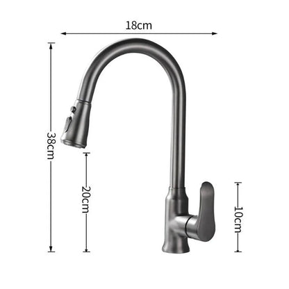 DecorBites™ Gray Matte Kitchen Faucet | Pull Out Black Sink Tap Swivel Water Mixer