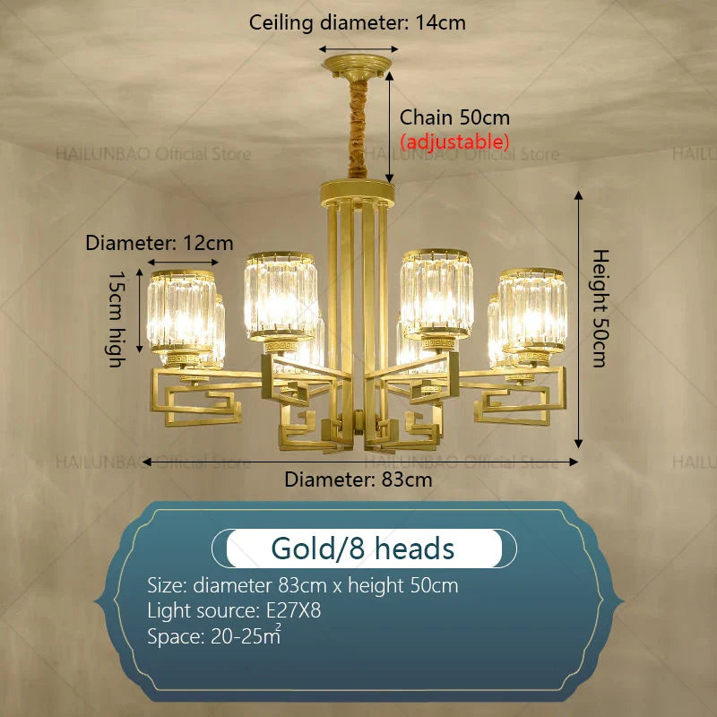 DecorBites™ Crystal Chandelier: Modern Luxury Main Light for Livingroom, Hall, and Restaurant