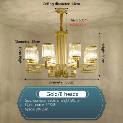 DecorBites™ Crystal Chandelier: Modern Luxury Main Light for Livingroom, Hall, and Restaurant